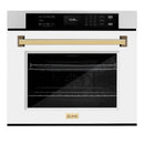 ZLINE 30" Autograph Edition Professional True Convection Single Wall Oven, Air Fry, Self Clean, White Matte, Gold WASZ-WM-30-G