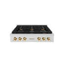 ZLINE 36" Paramount Gas Rangetop DuraSnow® Stainless Steel Polished Gold SRTSZ-36-G