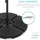 Ainfox HDPE 4pcs Round Fan-Shaped Hanging Umbrella Base Stand for Patio – Black