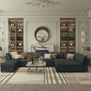 Ainfox U Shaped 12 Seats +12 Sides Modular Sectional Sofa Flannel Sofa with Storage Seat