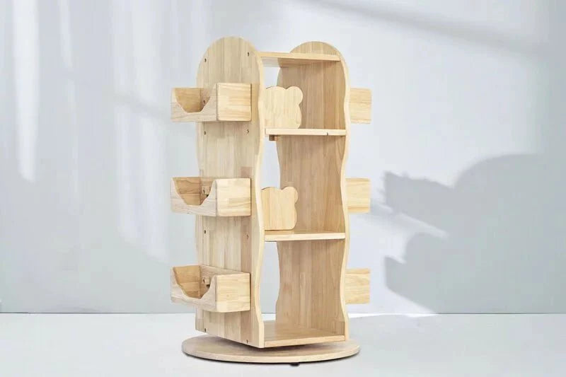 Mesasilla Solid Wood Rotating Bookshelf for Kids - 360 Degree Home Library