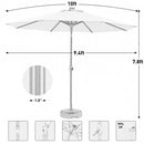 Ainfox 10ft Led Light Bar Patio Umbrella With Umbrella Base  For Market,Yard,Lawn Etc