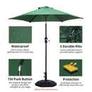 Ainfox 7.5FT Patio Umbrella Outdoor Table Umbrella,Market Umbrella with Push Button Tilt and Crank for Garden, Lawn, Deck, Backyard & Pool