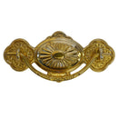 Elegant Eastlake Style Drawer Pull in Brass with Back Plate and Bail