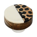 Mascot Hardware Stone Pattern 1-1/3 in. White Half & Half Round Drawer Cabinet Knob