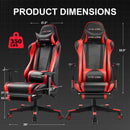 GTRACING Gaming Chair Office Chair PU Leather with Footrest&Adjustable Headrest-099NAF-WMT