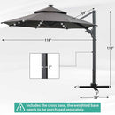Ainfox 10 FT Aluminum Offset Outdoor Cantilever Umbrella With Cross Bar  And Led Lights