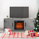 Modern White Electric Fireplace TV Stand For 58 Inch TV Storage Cabinet For Living Room