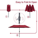 Ainfox 13ft Large Patio Umbrella with Solar Lights, Outdoor Double-Sided Rectangle Market Heavy Duty Umbrellas without Base