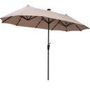 Ainfox 13ft Large Patio Umbrella with Solar Lights, Outdoor Double-Sided Rectangle Market Heavy Duty Umbrellas without Base