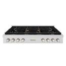ZLINE 48" Paramount Gas Rangetop DuraSnow® Stainless Steel Brass Burners SRTS-BR-48