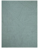 Modern Geometrical Pattern Ivory and Silver Hand Knotted 10x13 Wool Rug