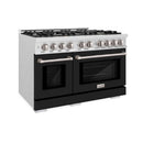 ZLINE 48" Select Gas Range Convection Gas Oven DuraSnow® Stainless Steel Black Matte Door HGRS-BLM-48