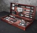 “Texas" Camping Accessories BBQ Tools Set in a Wooden Case, 39 items