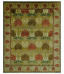 Art and Craft Design Olive Green And Brown Hand Knotted 8x10 Wool Area Rug