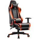 GTRACING Gaming Chair Office Chair PU Leather with Footrest&Adjustable Headrest-099NAF-WMT