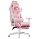 GTRACING Gaming Chair Office Chair PU Leather with Footrest&Adjustable Headrest-099NAF-WMT