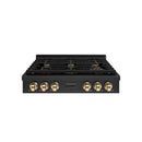 ZLINE 36" Paramount Gas Rangetop Black Stainless Steel Polished Gold SRTBZ-36-G