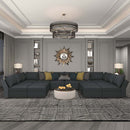 Ainfox U Shaped 14 Seats Modular Sectional Sofa Sleeper Sofa Flannel Sofa with Storage Seat