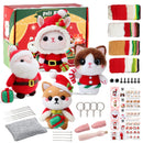 Christmas Bunny, Shiba Inu, Cat and Santa Needle Felting Kit. Wizardi DIY Wool Craft Kit F07N8-Z-06