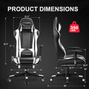 GTRACING Gaming Chair Office Chair PU Leather with Footrest&Adjustable Headrest-099NAF-WMT