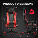 GTRACING Gaming Chair Office Chair PU Leather with Footrest&Adjustable Headrest-099NAF-WMT