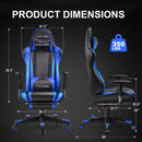 GTRACING Gaming Chair Office Chair PU Leather with Footrest&Adjustable Headrest-099NAF-WMT