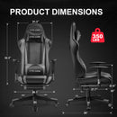 GTRACING Gaming Chair Office Chair PU Leather with Footrest&Adjustable Headrest-099NAF-WMT