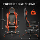 GTRACING Gaming Chair Office Chair PU Leather with Footrest&Adjustable Headrest-099NAF-WMT