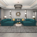 Ainfox U Shaped 14 Seats Modular Sectional Sofa Sleeper Sofa Flannel Sofa with Storage Seat