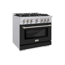 ZLINE 36" Select Dual Fuel Range Gas Cooktop Electric Convection Oven Stainless Steel Black Matte Door HDR-BLM-36