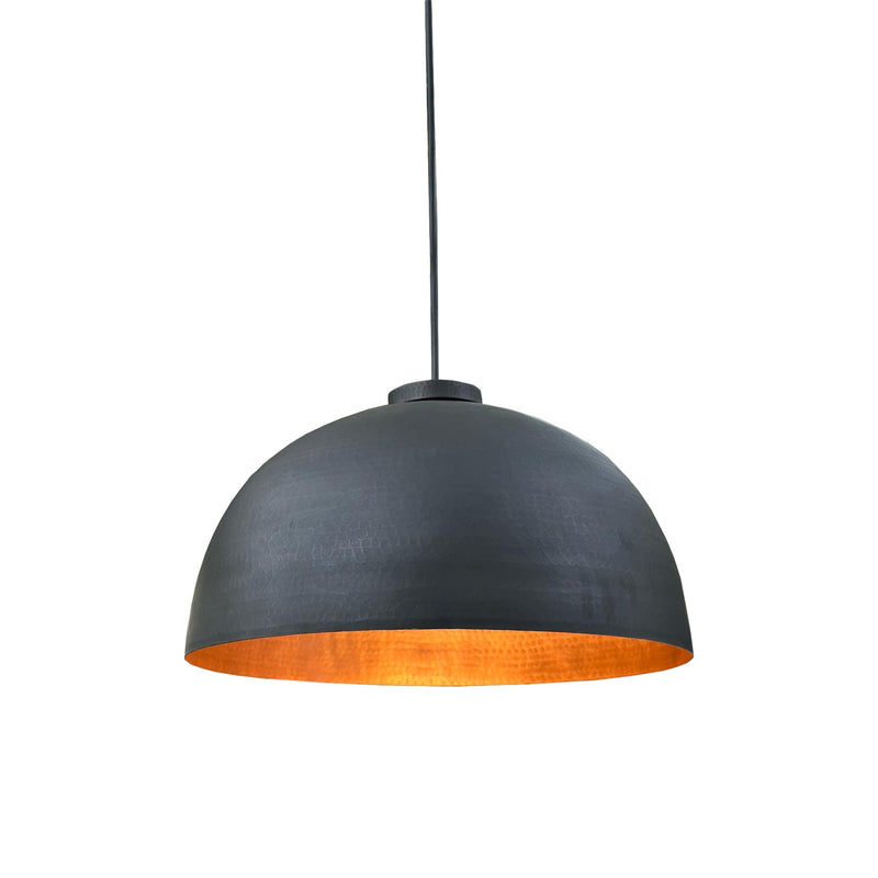 Copper Hanging Light, Black Dome Pendant Lamp, Kitchen Pendant Light.