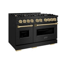 ZLINE 48" Classic Gas Range, Convection Gas Oven Black Stainless Steel, Champagne Bronze CGRBZ-48-CB