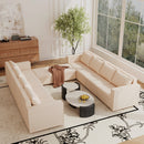 Ainfox 10-Seat Modular Sectional Sofa Sleeper Sofa Flannel Sofa with Storage Seat Beige