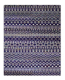 Hand Knotted Blue and White Modern Contemporary Southwestern Tribal Trellis Recycled Silk Area Rug | OP6