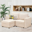 Ainfox L-shaped Storage Module Sofa Loveseat Sofa With Ottoman Beige