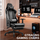 GTRACING Gaming Chair Office Chair PU Leather with Footrest&Adjustable Headrest-099NAF-WMT