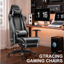GTRACING Gaming Chair Office Chair PU Leather with Footrest&Adjustable Headrest-099NAF-WMT