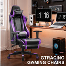 GTRACING Gaming Chair Office Chair PU Leather with Footrest&Adjustable Headrest-099NAF-WMT