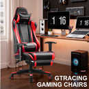 GTRACING Gaming Chair Office Chair PU Leather with Footrest&Adjustable Headrest-099NAF-WMT