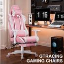 GTRACING Gaming Chair Office Chair PU Leather with Footrest&Adjustable Headrest-099NAF-WMT