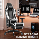 GTRACING Gaming Chair Office Chair PU Leather with Footrest&Adjustable Headrest-099NAF-WMT