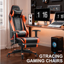 GTRACING Gaming Chair Office Chair PU Leather with Footrest&Adjustable Headrest-099NAF-WMT