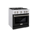 ZLINE 30" Select Dual Fuel Range Gas Cooktop Electric Convection Oven DuraSnow® Stainless Steel Black Matte Door HDRS-BLM-30