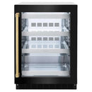 ZLINE 24" Touchstone 151 Can Beverage Fridge Black Stainless Steel Glass Door Gold Handle RBSOZ-BS-24-G