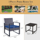 Ainfox  3 Pieces Outdoor Patio Sofa Set, Patio Bistro Set, All-Weather Wicker Conversation Set