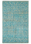 Antique Design 5x8 Blue and Beige Traditional Hand knotted wool rug