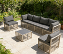 Ainfox 7 Piece Outdoor Sectional Furniture Set with Cushions, Wicker Patio Conversation Set Outdoor Sectional Sofa, All-Weather for Garden, Backyard and Poolside