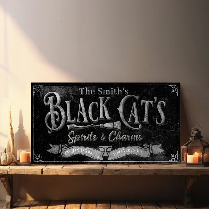 Black Cat’s Spirits & Charms Bar Halloween Sign III