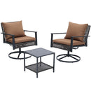 Ainfox 3PCS Patio Sofa With 2 Metal Swivel Chair And Coffee Table For Indoor Outdoor